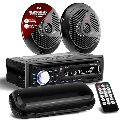 Pyle, Bluetooth Car Stereo, Single DIN Radio, Marine Stereo Receiver Kit with...
