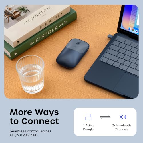Image of Satechi Slim EX Wireless Mouse, Bluetooth & 2.4 GHz, Quiet Clicks, Indigo | Quiet clicks, anodized aluminum shell, rechargeable battery, for macOS, Windows, iPadOS, Android