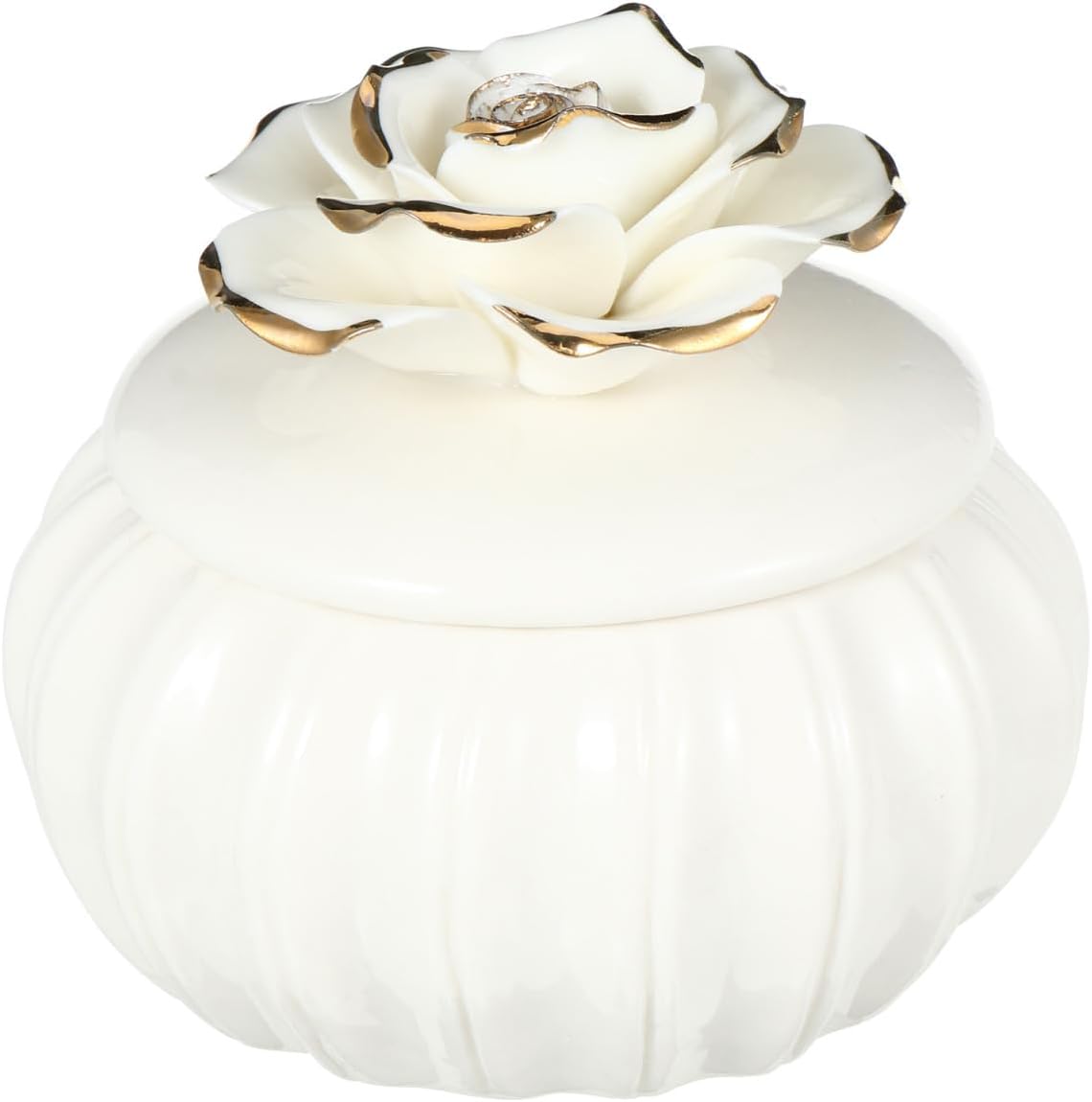 Abaodam Ceramic Jewelry Box with Lid Portable Rose Design Storage Container Small Jewelry Case for Home Travel Driving Carrying Large Capacity Organizer