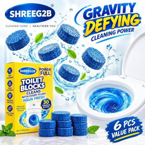 Image of Pack of 20 Lemon Toilet Cleaning Tablets | Powerful Foaming Drain & Toilet Cleaner | Removes Stains, Odor & Blockage Build-up | Multi-Purpose Cleaning Tablets | Fresh Lemon Fragrance (Pack of 20)