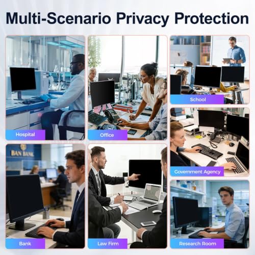 Image of 2 Pack 32 Inch Privacy Screen for Curved Computer Monitor fit 16:9 Aspect Ratio Widescreen Monitor - Anti Glare Blue Light Filter, Anti-Scratch Protector Film