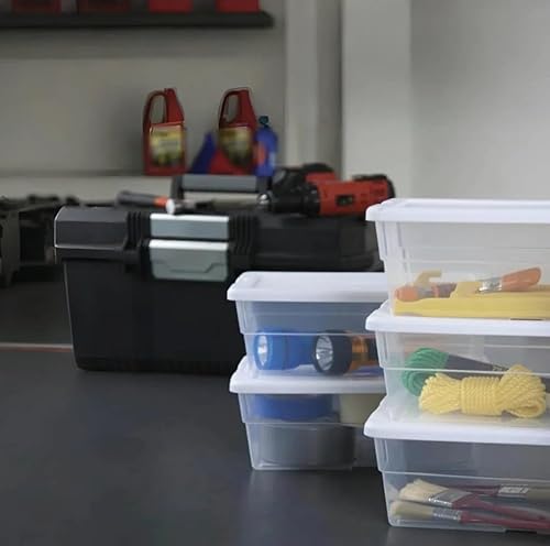 Miniatura 8 de Paquete de 20 recipientes de almacenamiento de plástico transparente de 6 cuartos de galón con tapas a presión, organizadores apilables y duraderos