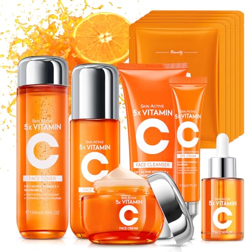 11 PCS Vitamin C Skin Care Set for Teens Girls & Women