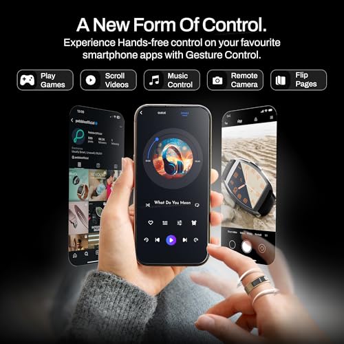 Image of Pebble Halo 2 Next-Gen Smart Ring with Digital Display, Gesture Control, 24x7 Sleep & SpO2 Monitoring, HRV Tracker, Stainless Steel Body,Step & Calorie Tracker (Gold, 11)