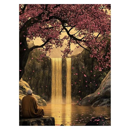 DIY 木 数字油絵 滝 数字塗り絵画 手芸キット 80 x 60 cm 絵画 インテリア 手作りキット ビッグサイズ 複数サイズ 子供 初心者 ペイントバイナンバー 画材 Painting by Numbers 適用対象そして自宅 壁飾り お歳暮誕生日プ
