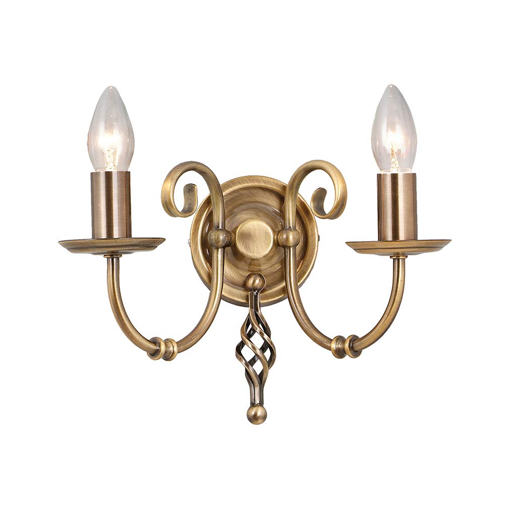 Loops Light Twin Wall - Sconce - Artisan Knot Twist Detail - Aged Brass Finish - Led E14 60W Bulb