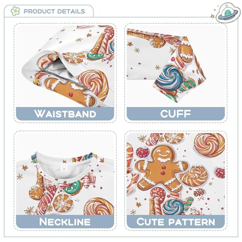 JUNZAN Gingerbread Candy Christmas Kids Boys Hoodie Sweatshirt Crewneck Kids Pullover Hoodie Athletic 4T3