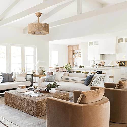 zheshirui Boho Caged Ceiling Fan with Lights, 18 Inch Rattan Fandelier Ceiling Fans with Light and Remote Control, Coastal Enclosed 6 Speeds for Bedroom, Kitchen, Dining Room - Image 7