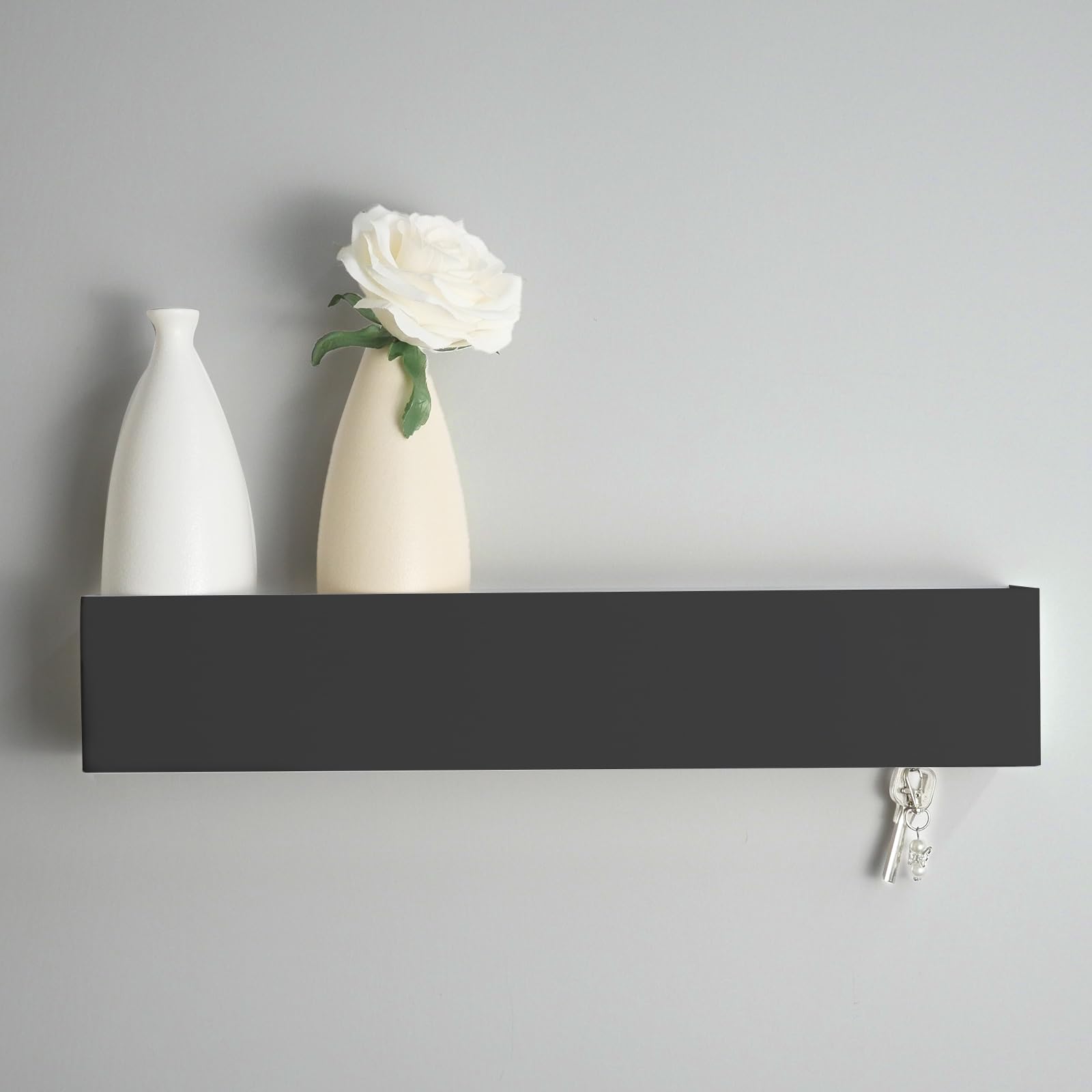 Appendiabiti da parete con ripiano, portachiavi con ripiano, 43,5 cm, moderno portachiavi come corridoio per la parete, per corridoio, camera da letto e soggiorno (nero)