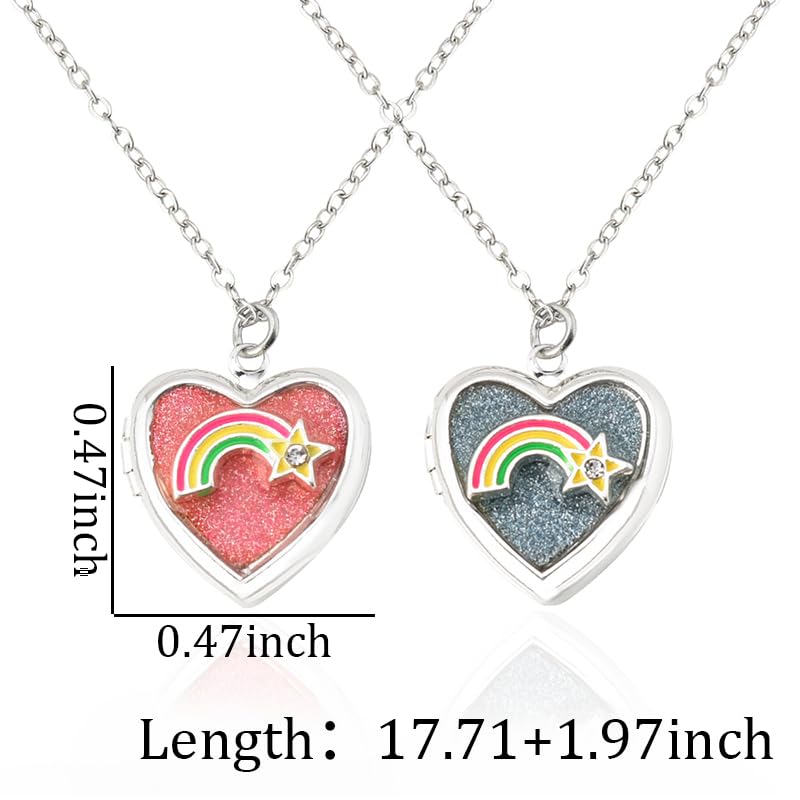 Best Friend Necklaces for 2 Girls Sisters Rainbow Heart Locket Necklace Set for BFF Bestie Birthday Christmas Gifts for Big Little Soul Sister Matching Friendship Necklace Keepsakes3