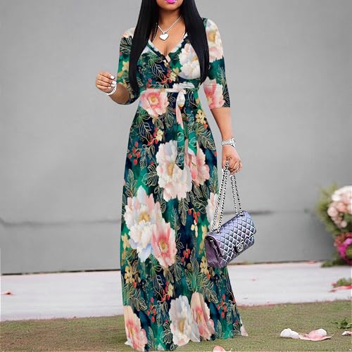 Image of PinkPatty Plus Size Maxi Dress for Women 3 /4 Sleeve Casual Long Dress