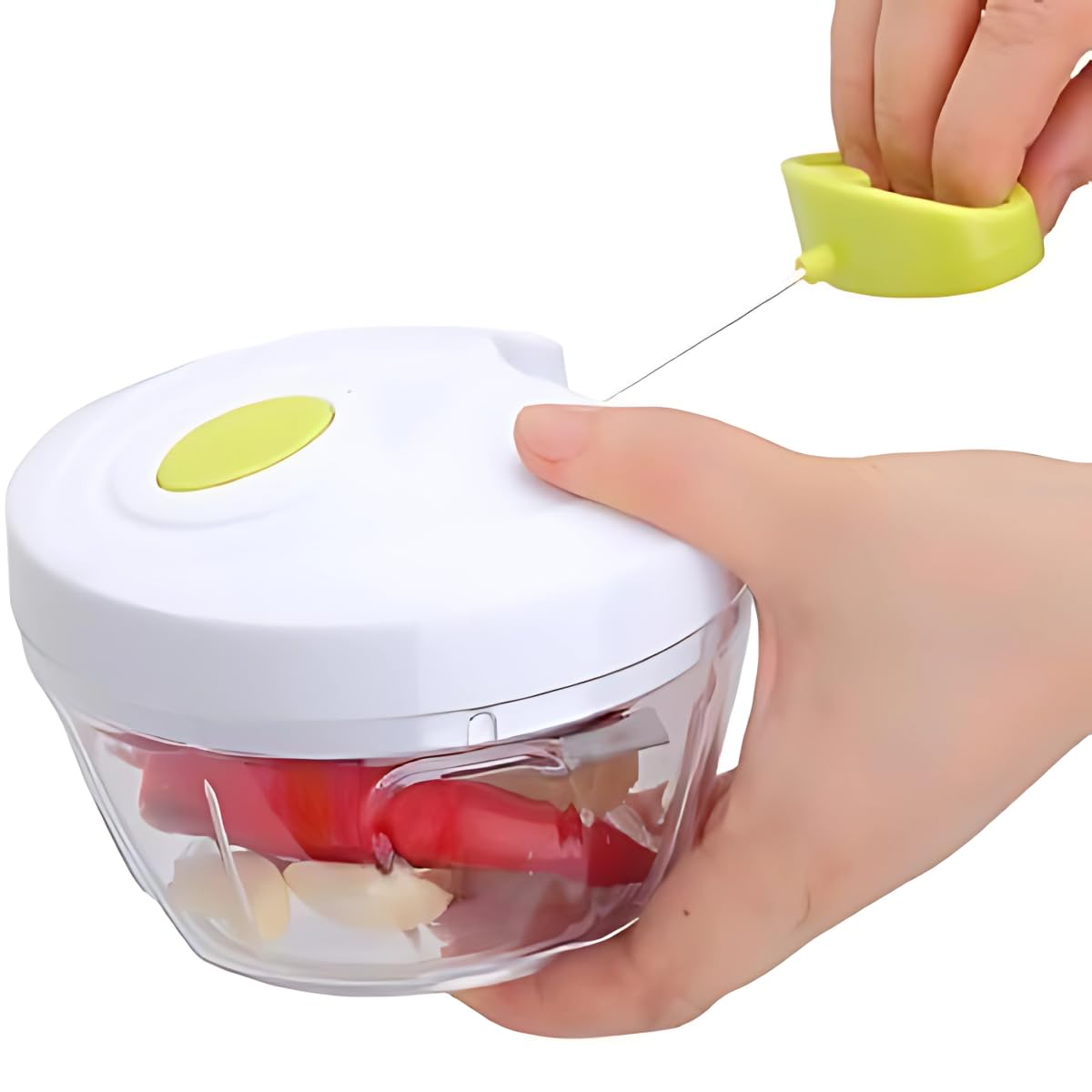 Processador Triturador Picador Manual de Alimentos 400ml Premium Recipiente Tran