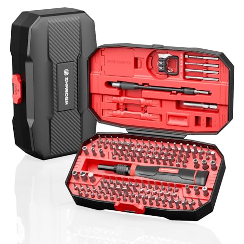 Image of SHARDEN 153 in 1 Precision Screwdriver Set for Electronic Repair Red | Magnetic Small Screwdriver Set with Torx, Pentalobe, Triwing, Mini Repair Tool Kit for Computer, Laptop, PC, PS5, Eyeglass