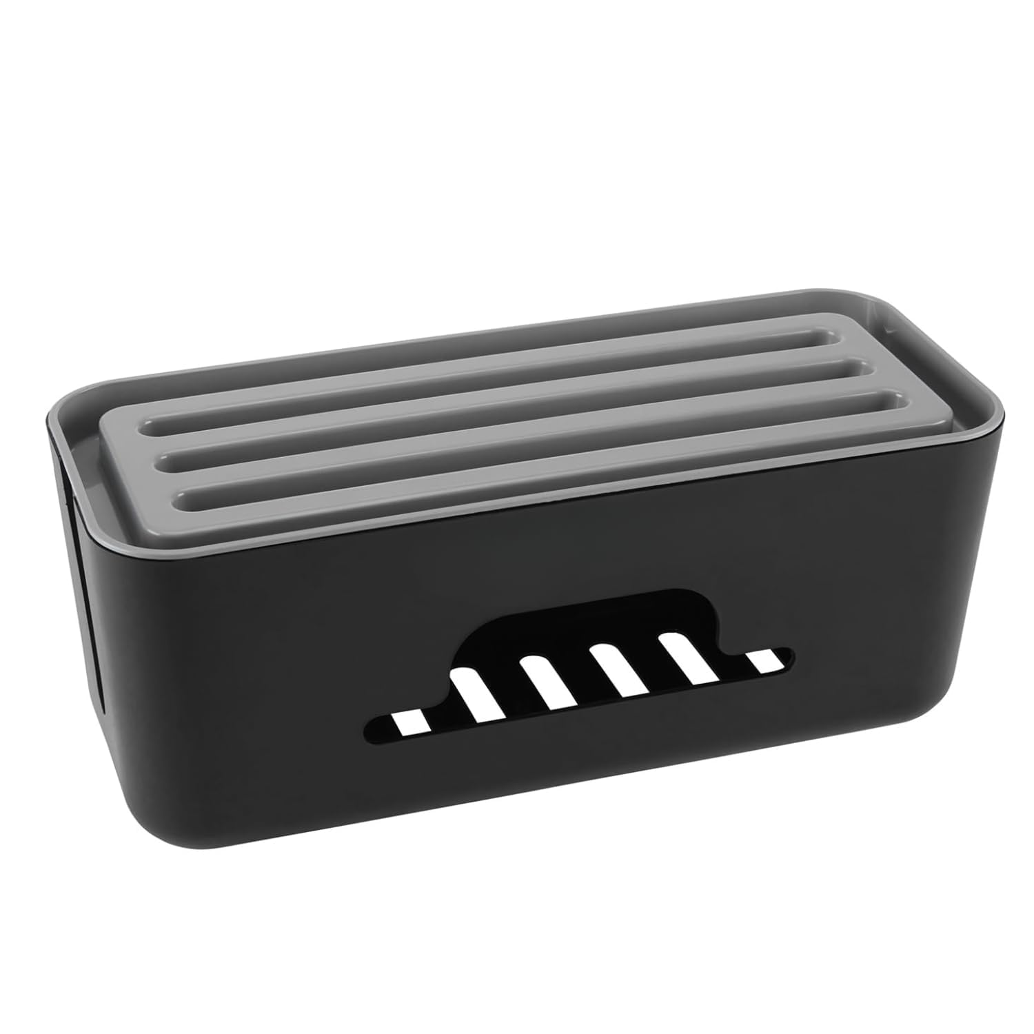 Cable Management Box with Mobile Stand – Cord Organizer and Power Strip Cover for Desk, Home & Office Use – Hides Cables, Wires, Surge Protectors – Black (Black)