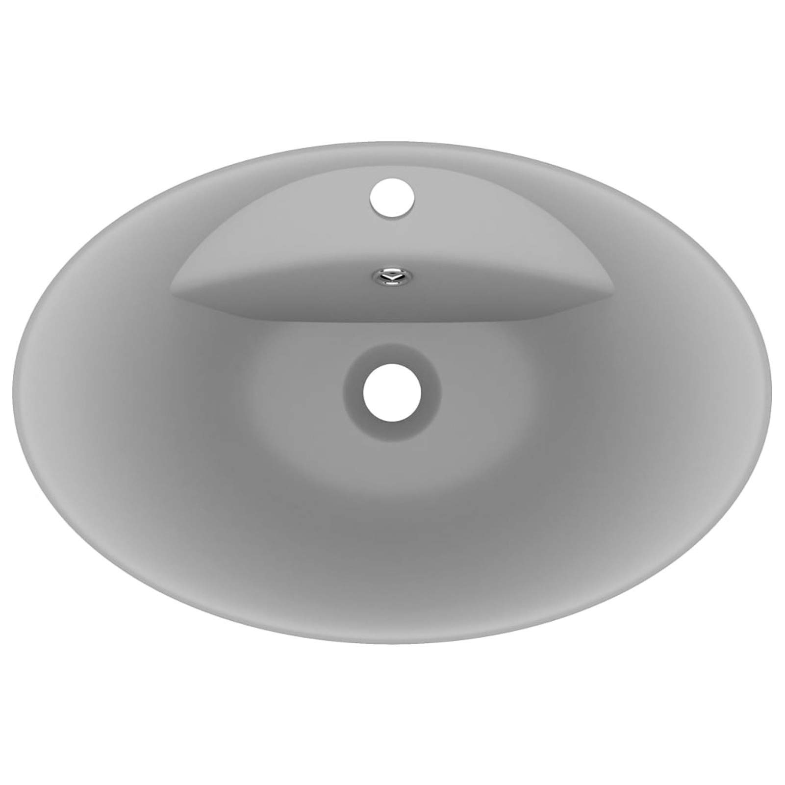 LAPOOH Lavabo Lujoso Ovalado con rebosadero cerámica Gris Claro Mate, Fregadero, Lavabo Baño, Lavamanos Baño, Lavatorio Casa De Banho, Mueble Lavabo sobre Encimera