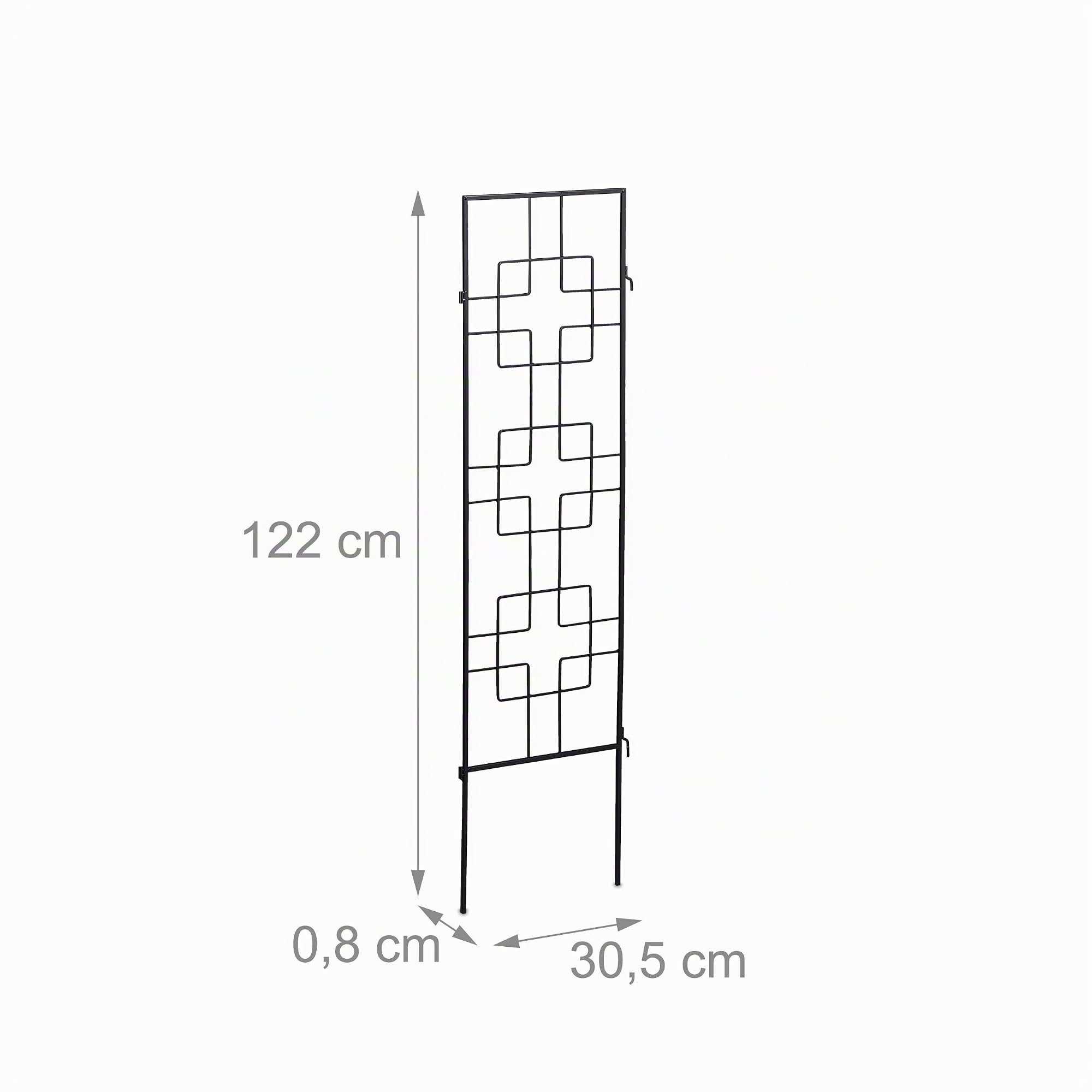 Relaxdays Treillis de Jardin, métal, Lot de 3, à Planter, tuteur pour Plantes grimpantes, 122 x 30,5 cm, Jardin, Noir