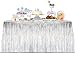 Moohome Foil Fringe Silver Table Skirt 9ft. x 29inch Tinsel Party Table Skirt 108" x 29" (1-Pack, Silver)