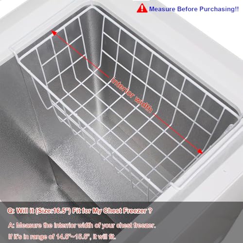Homics Chest Freezer Baskets 16.5 Inch, Chest Freezer Organizer Bins Metal Wire Storage Baskets with Hanging Handles for Deep Freezer, Set of 2
