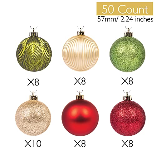 Every Day Is Christmas 50Ct 57Mm/2.24" Christmas Ornaments, Shatterproof Christmas Tree Ornaments Set, Christmas Balls Decoration (Garden Country Woodland) #TOP1