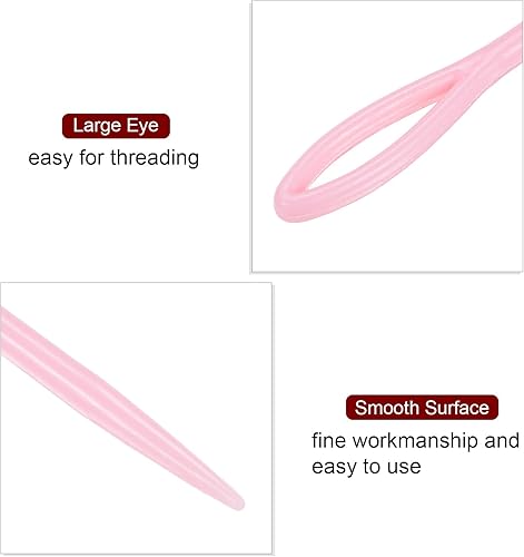Miniatura 4 de HARFINGTON 20 agujas de coser de plástico, 5.9 in de longitud, agujas romas de ojo grande, agujas de aprendizaje para coser artesanías hechas a