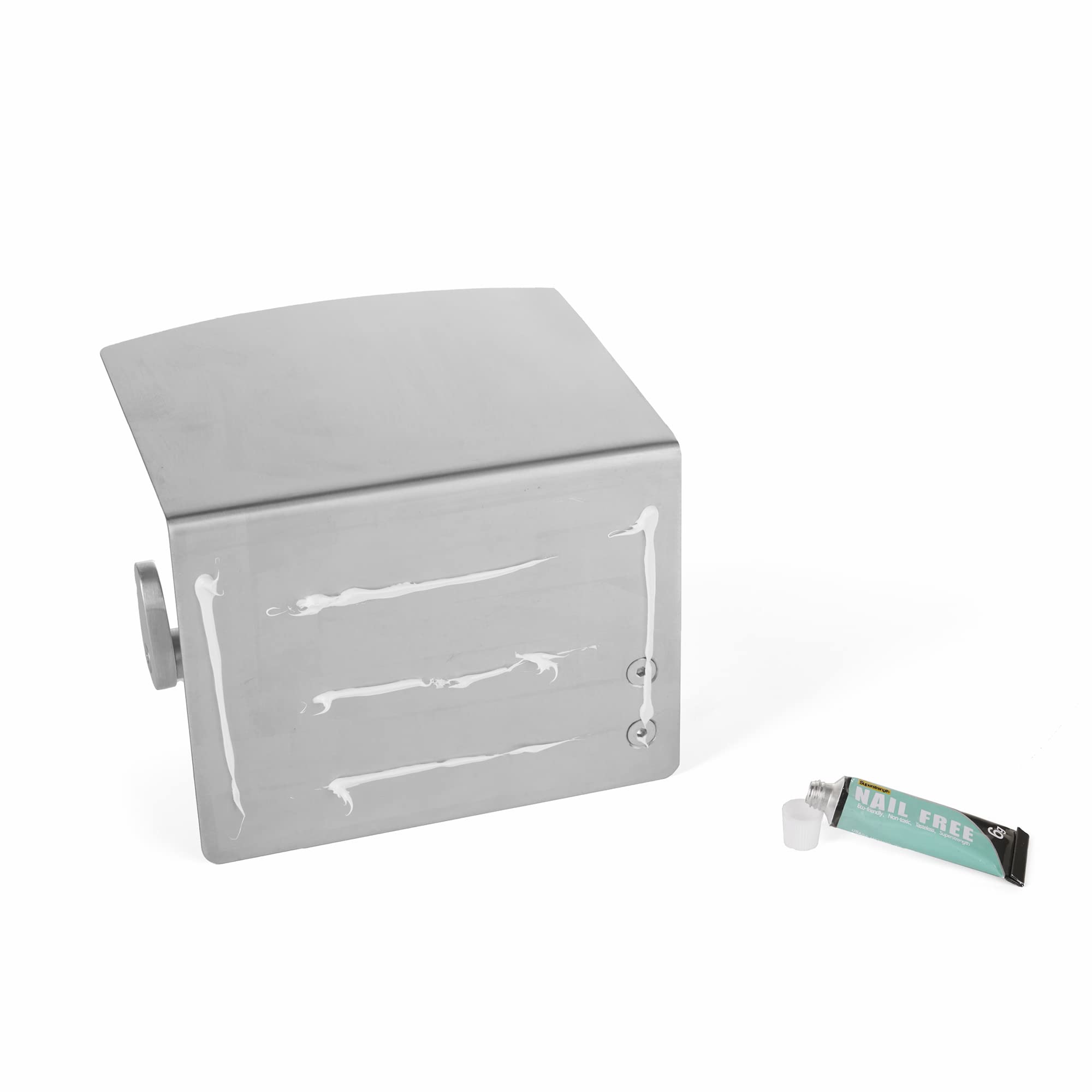 MAD Porta Carta Igienica, Accessori Bagno, Portarotolo Carta Igienica Senza Foratura (Satinato)