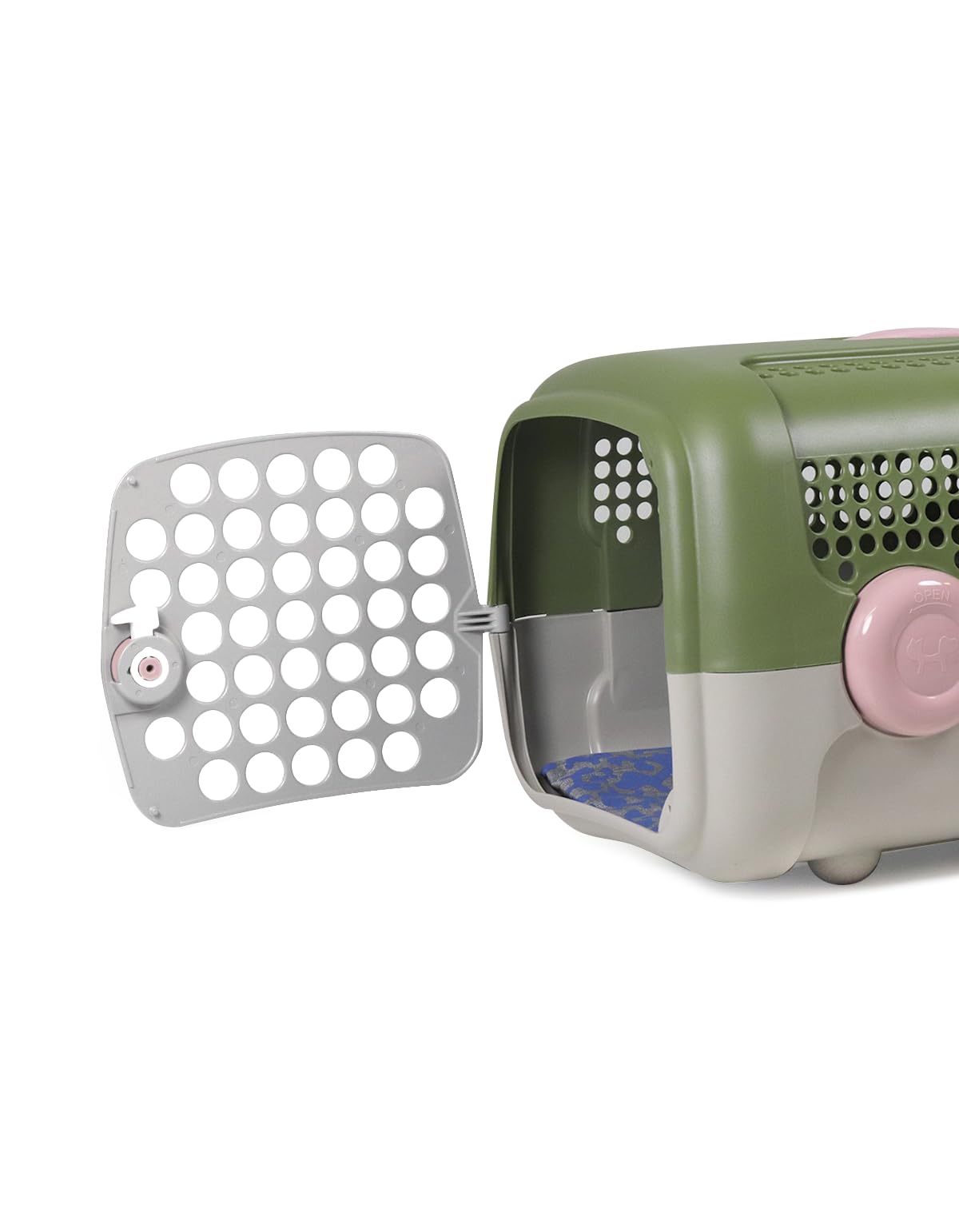 UNITED PETS A.U.T.O. – Transportín rígido para Perros y Gatos, de diseño, Fabricado en Italia, Verde/Gris Pardo, Incluye Alfombrilla higiénica, 51 x 37 x 33 cm, transportín de Viaje