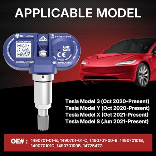 Image of Richeer 4 PCS Upgraded Bluetooth TPMS Sensor for 2020-2025 Model 3,Y,S,X | Silve Tire Pressure Monitoring Sensor for 2020-2025 Model 3, Model Y, Model S, Model X Replacement OE# 1490701-01-B