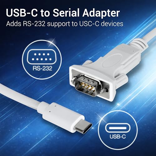 Image of TRENDnet USB Type C to RS-232 DB9 Serial Adapter, TUC-S9, Connect an RS-232 Serial Device to a USB Type C Port on Your Computer, 1.8m (5.9ft), Supports USB 3.0 /2.0 /1.1, Supports Windows