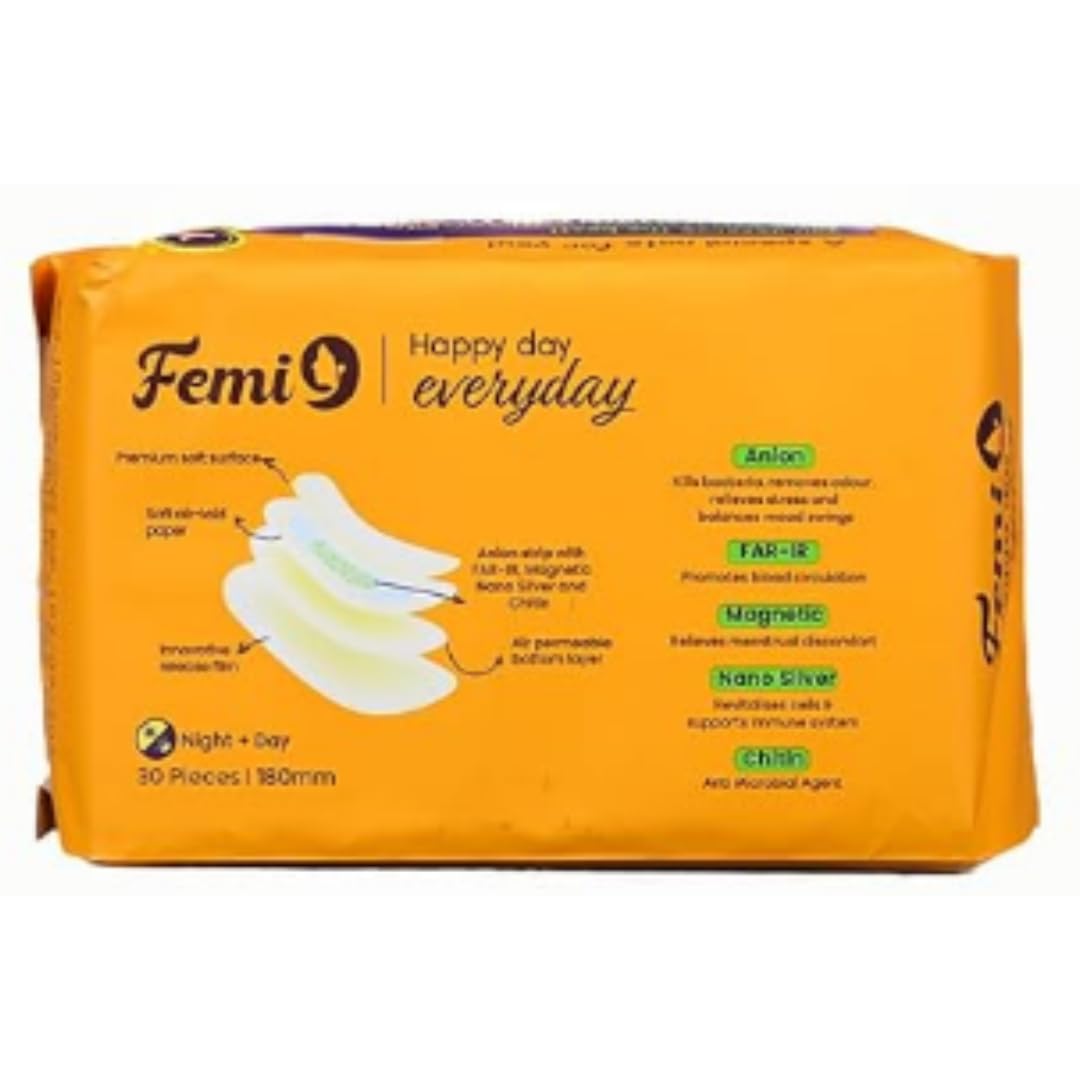 Sezhiyan Enterprises Femi9 Anion Panty Liners 180 mm - 30 pieces per pack - Organic and Biodegradable Pads, Pack of 2 (B0D2QXCB9R) Amazon Price History, Amazon Price Tracker