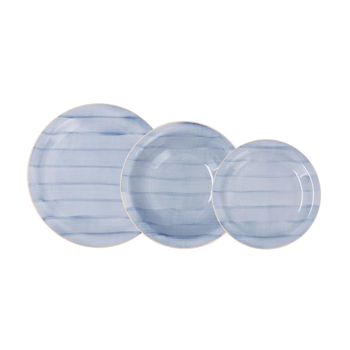Quid Brezza Cielo Set Stoviglie 18 Pezzi In Ceramica Blu – 6 Piatti Piani, Fondi E Dessert – Impilabili - 2