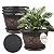 Usocik 4 Pack 10 inch Plant Pots, Retro Pattern Planters with Drainage Holes and Saucer, Sturdy Plastic Garden Flower Pots for Indoor & Outdoor Plants