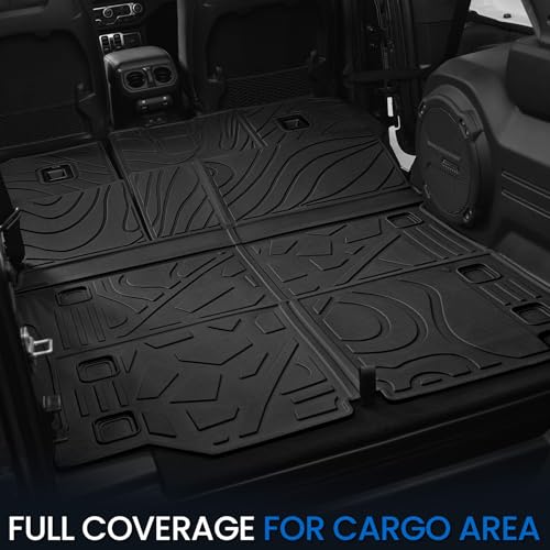 Image of Cargo Mat Backrest Mats for Jeep Wrangler JL 2018-2025 2026 Unlimited 4-Door (Not fit JK /4XE /2-Door), All Weather TPE Cargo Liner Trunk Mat Accessories (Cargo Mat with Backrest Mat)