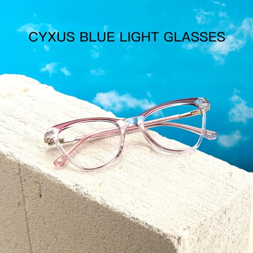 Image of Cyxus Cat Eye Blue Light Blocking Glasses for Women Men Tr90 Frame Anti Eye Strain UV400 Protection Computer Glasses 8189