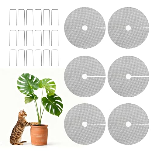 Sandure 6 Pack Plant Pot Grids - 15.7 Inch Cuttable Soil Cover Protector from Cats Squirrels Digging and Animals Indoor Outdoor Plant Pot Soil Guard for Garden Adapts to Different Pot Sizes