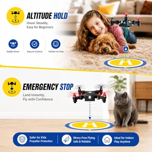 Image of Holy Stone HS190 Foldable Mini Nano RC Drone for Kids Gift Portable Pocket Quadcopter with Altitude Hold 3D Flips and Headless Mode Easy to Fly for Beginners