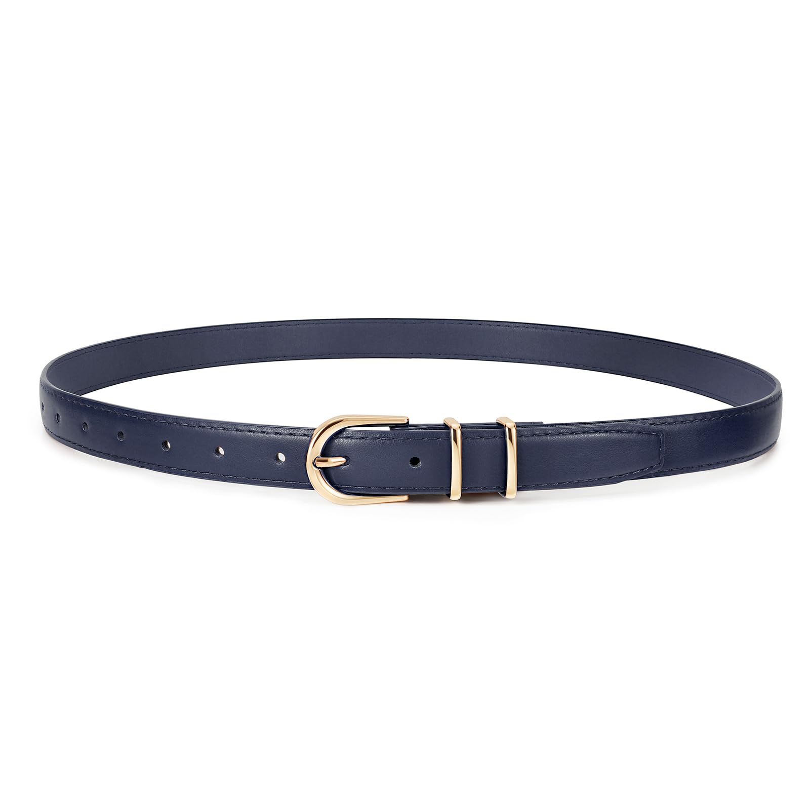 JASGOOD Women Skinny Leather Belt for Jeans Pants Fashion Ladies Thin Belt for Dress with Gold Single Prong Buckle