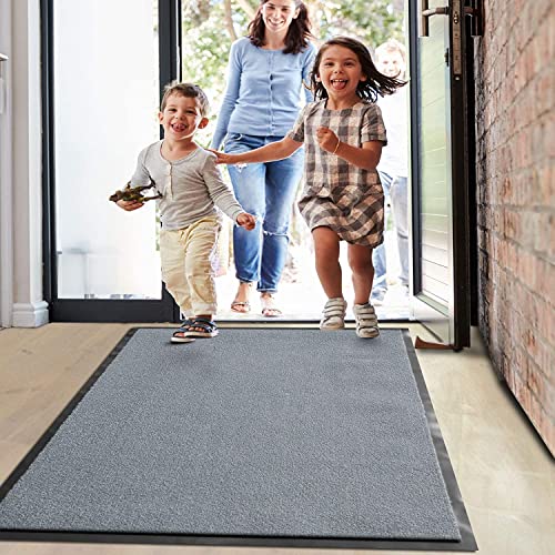 casa pura® Tappeto antipolvere Monochrom - zerbino in 10 misure e 8 colori - zerbino per interni ed esterni, grigio chiaro, 40 x 60 cm