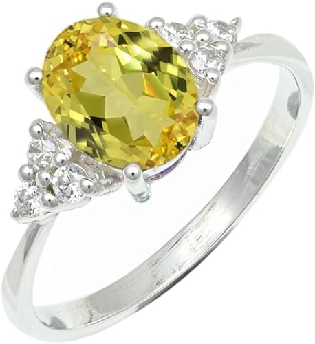Yellow Sapphire Lab Grown Gemstone Silver plated Meditation Ring Men & Women All