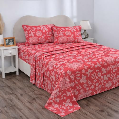 Image of BSB HOME 2 Bedsheet Combo Set with 4 Pillow Covers - Premium Cotton Glace Cotton Microfiber Printed Double Bedsheets, 2 Elegant Colors, Soft Breathable Luxury Bedding Set - Light Grye and Pink2