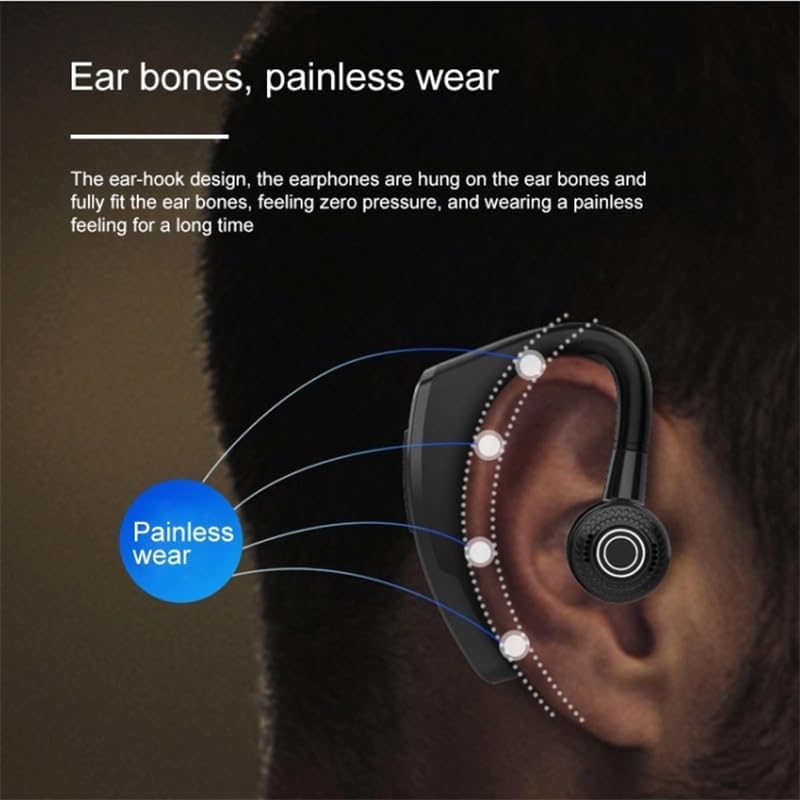 Wireless Bluetooth Earpiece Headphone with mic Wireless Earbud with Noise Cancelling Microphone with Charging Case Built-in Microphone for Driving Office Business,Blue