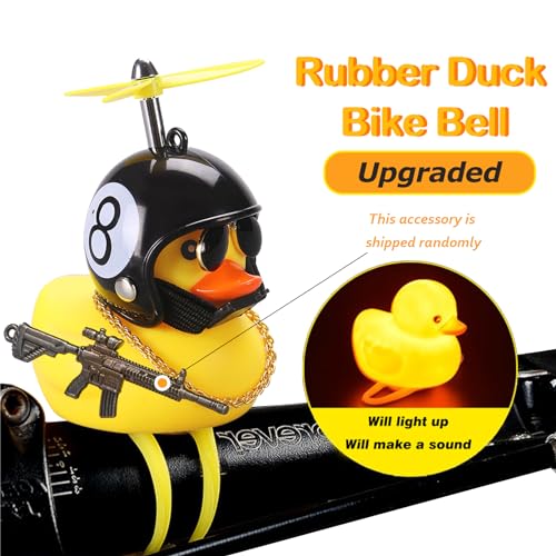 Image of wonuu Rubber Duck Car Ornaments, Squeeze Duck Dashboard Decorations Bicycle Decor for Cycling Motorcycle & Bicycle Accessories Decorations (Black 8-L&G)