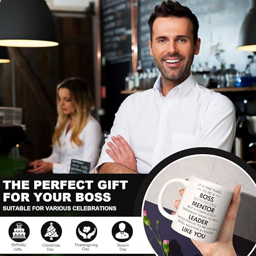 Image of Boss Mentor Leader Ceramic Coffee Mug 325ml - Gift for Bosses, Managers, Retirement, Promotion - The Office Farewell Present for Men Women