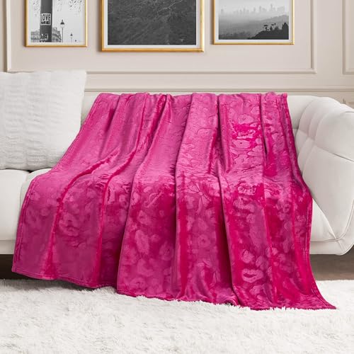 Juicy Couture 60 x 90 Oversized Embossed Plush Throw Blanket Bow Animal Hot Pink Designer Bed Blanket