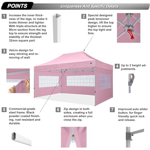 Image of ABCCANOPY Pop up Canopy Tent with Elegant Church Window 8X12,Pink