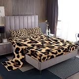 Picture of Leopard Print Bedding Set Africa Cheetah Print Bed Sheet Set Safari Animal Fitted Sheet for Kids Teens Boys Girls Men Women Room Decor Black Brown Leopard Bed Cover Bedding Sheet King Size 4Pcs