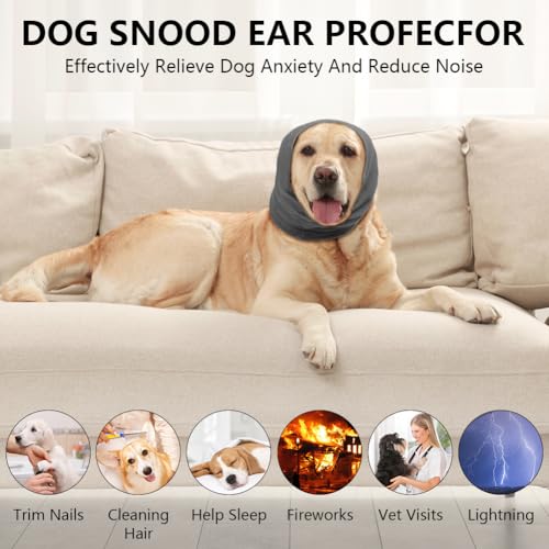 Aomig Ohrenschützer für Hunde Hundemütze Haustier Hunde Gehörschutz Hunde Ohrenklappe Hund Kopfwickel Hals und Ohren Wärmer Hunde Ohrenschutz Gehörschutz für Hunde Silvester Hundekopfhörer (Grau,M)