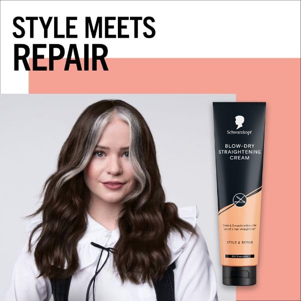 Schwarzkopf Blow-Dry Straightening Cream 150 ml, Style & Care, Straighter Hair without the Flat Iron, Styling Cream for Hair, Blow-dry & Anti Frizz - Image 3