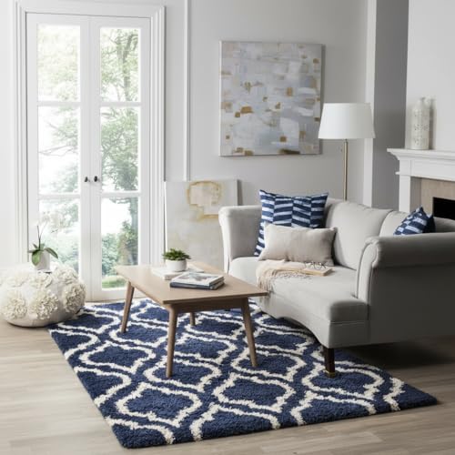 Image of Carpet for Hallway, Kitchen, and Modern Interiors, Cozy Shag Runner for Living Room, Entryway & Office Decor Size 5x8 feet Blue M iii