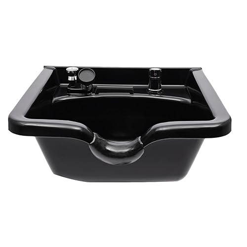 Cuenco de champú, fregadero de champú de plástico ABS negro, fregadero de lavado a contracorriente, lavabo de champú para spa, salones, estilistas y