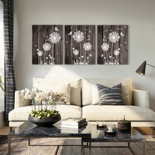 DZRWUBHS Large Canvas Wall Art For Living Room Modern Wall Decor For Bedroom Office Wall Decorations Abstract Wood grain dandelion Wall Paintings Hang Pictures Artwork Room Art Prints Home Decor